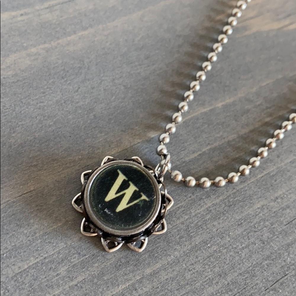 Letter W Typewriter Charm Necklace